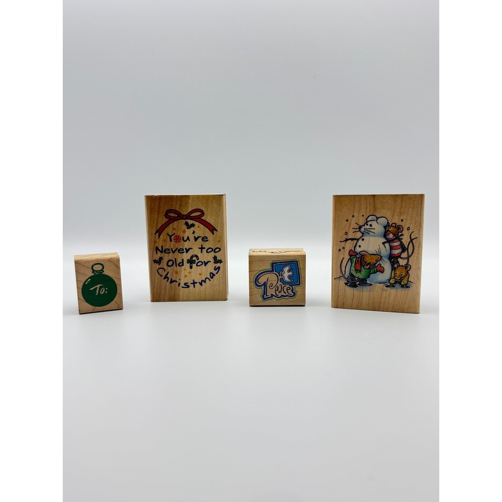 INKADINKADO, Posh Christmas Rubber Stamps Lot of 4 holiday theme Christmas mouse
